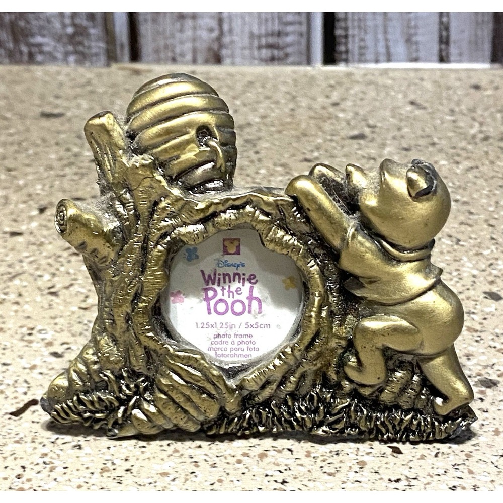 Diane Winnie Pooh Brass Fridge Magnet Picture Frame 1.25" X 2.5" READ